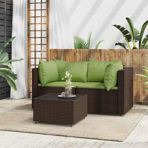 QZZCED 3-TLG. Garten-Lounge-Set mit Kissen Braun Poly Rattan Terrassenmöbel Set Terrassensofa Set für Gärten QZZCED 3-TLG. Garten-Lounge-Set mit Kissen Braun Poly Rattan Terrassenmöbel Set Terrassensofa Set für Gärten von QZZCED