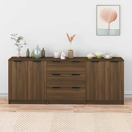 QZZCED 3-TLG. Sideboard Braun Eiche-Optik Holzwerkstoff flurschrank für Wohnzimmer Diele QZZCED 3-TLG. Sideboard Braun Eiche-Optik Holzwerkstoff flurschrank für Wohnzimmer Diele von QZZCED