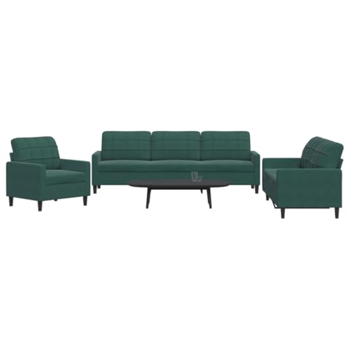 QZZCED 3-TLG. Sofagarnitur mit Kissen Dunkelgrün Samt Wohnzimmersofa Wohnzimmersofas für Hotel QZZCED 3-TLG. Sofagarnitur mit Kissen Dunkelgrün Samt Wohnzimmersofa Wohnzimmersofas für Hotel von QZZCED