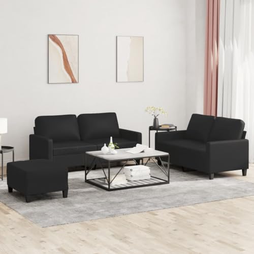QZZCED 3-TLG. Sofagarnitur mit Kissen Schwarz Kunstleder Multifunktionales Sofa Wohnzimmersofas für Hotel von QZZCED
