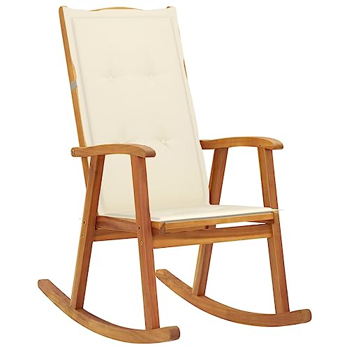 QZZCED 3064181 Rocking Chair with Cushions Solid Acacia Wood (311844+43181) Gartenbestuhlung Gartenmöbel für Schwimmbäder von QZZCED