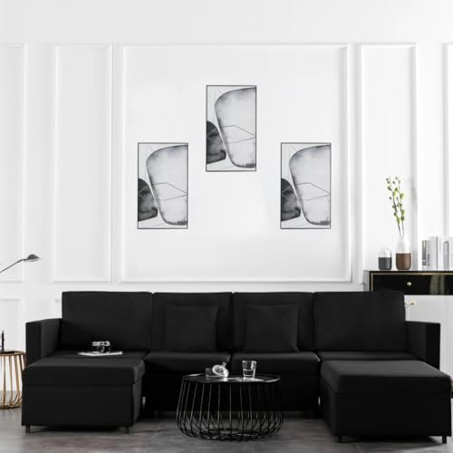 QZZCED 4-Sitzer Ausziehbares Schlafsofa Stoff Schwarz Multifunktionales Sofa Wohnzimmersofa für Wohnzimmer QZZCED 4-Sitzer Ausziehbares Schlafsofa Stoff Schwarz Multifunktionales Sofa Wohnzimmersofa für Wohnzimmer von QZZCED