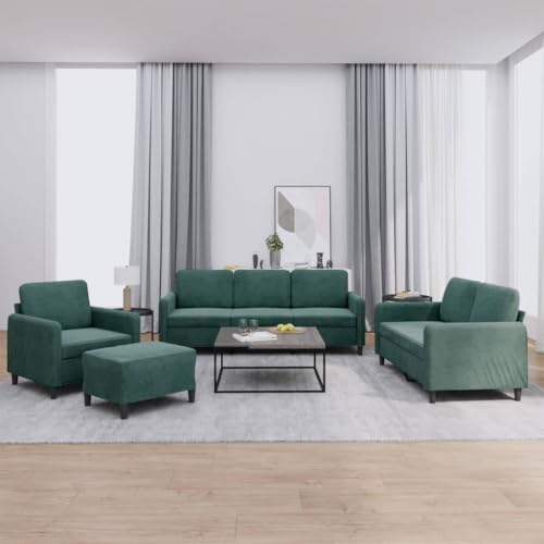 QZZCED 4-TLG. Sofagarnitur Dunkelgrün Samt Schlafzimmersofas Wohnzimmersofas für Büro von QZZCED
