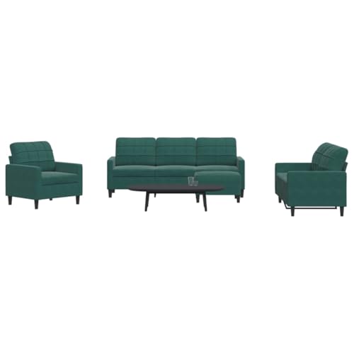 QZZCED 4-TLG. Sofagarnitur mit Kissen Dunkelgrün Samt Wohnzimmersofas Schlafzimmersofas für Wohnzimmer von QZZCED