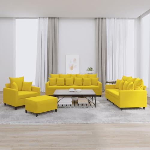 QZZCED 4-TLG. Sofagarnitur mit Kissen Gelb Samt Schlafzimmersofas Multifunktionales Sofa für Schlafzimmer von QZZCED