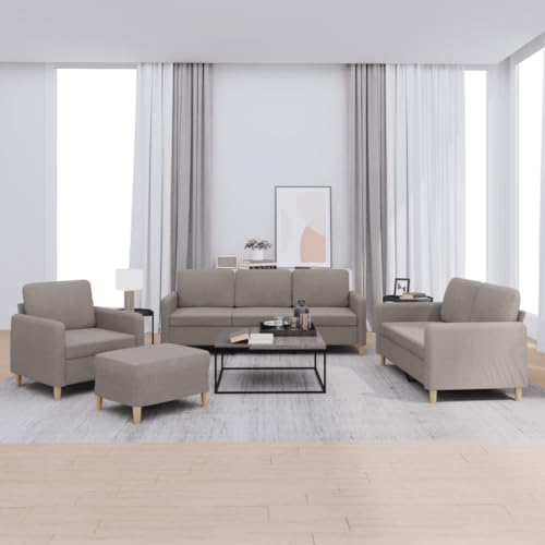 QZZCED 4-TLG. Sofagarnitur mit Kissen Taupe Stoff Multifunktionales Sofa Bürosofas für Schlafzimmer von QZZCED