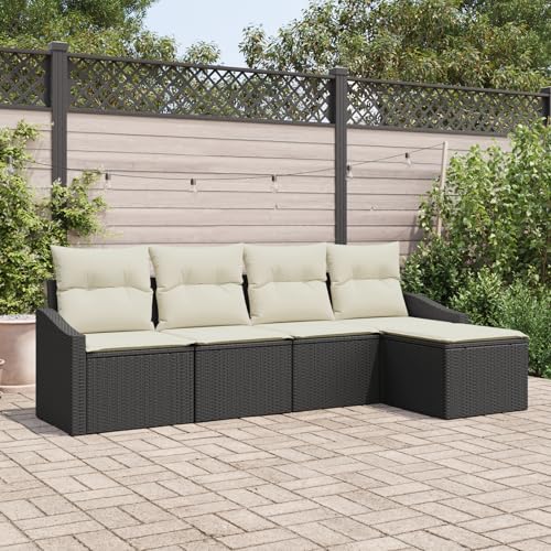 QZZCED 5-TLG. Garten-Essgruppe mit Kissen Schwarz Poly Rattan Outdoor Lounge Möbel Balkon Sofa Set für Innenhöfe QZZCED 5-TLG. Garten-Essgruppe mit Kissen Schwarz Poly Rattan Outdoor Lounge Möbel Balkon Sofa Set für Innenhöfe von QZZCED