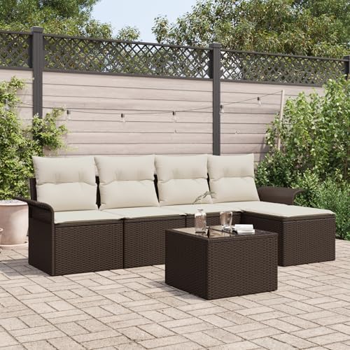 QZZCED 5-teiliges Garten-Sofa-Set mit Kissen Grau Poly-Rattan Garten Lounge Set Terrassensofa Set für Gärten QZZCED 5-teiliges Garten-Sofa-Set mit Kissen Grau Poly-Rattan Garten Lounge Set Terrassensofa Set für Gärten von QZZCED