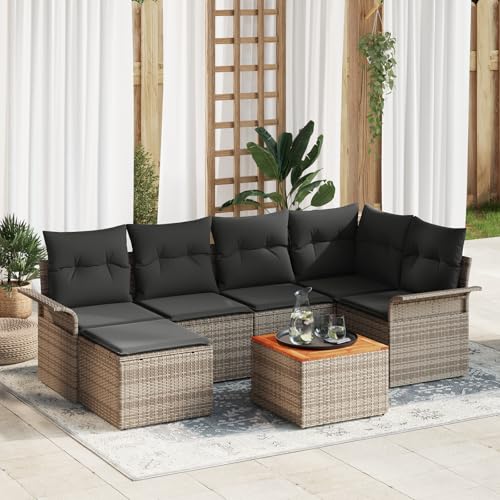 QZZCED 7-TLG. Garten-Sofagarnitur mit Kissen Grau Poly Rattan Balkon Sofa Set Gartenmöbel Set für Gärten QZZCED 7-TLG. Garten-Sofagarnitur mit Kissen Grau Poly Rattan Balkon Sofa Set Gartenmöbel Set für Gärten von QZZCED