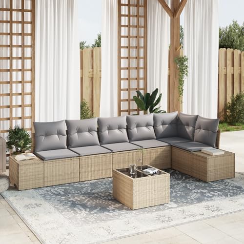 QZZCED 7-TLG. Garten-Sofagarnitur mit Kissen Schwarz Poly Rattan Garten Couch Set Gartenmöbel Set für Balkone QZZCED 7-TLG. Garten-Sofagarnitur mit Kissen Schwarz Poly Rattan Garten Couch Set Gartenmöbel Set für Balkone von QZZCED
