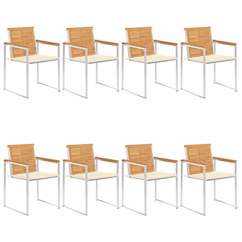 QZZCED 8 STK. Gartenstühle mit Kissen Massivholz Teak Sitzmöbel für Draußen Terrassenstühle für Schwimmbäder von QZZCED