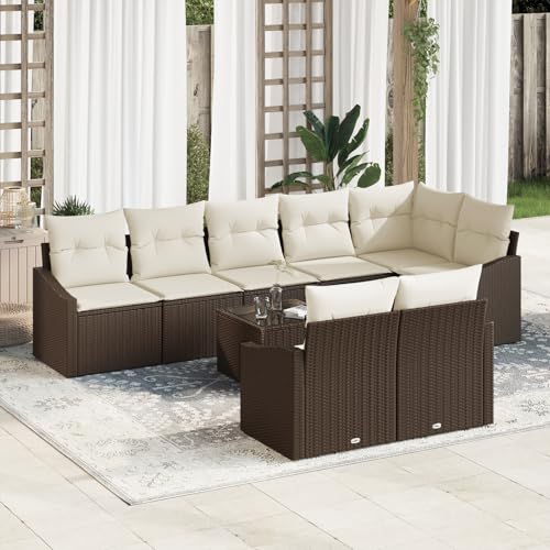 QZZCED 8-TLG. Garten-Essgruppe mit Kissen Grau Poly Rattan Garten Couch Set Terrassensofa Set für Gärten QZZCED 8-TLG. Garten-Essgruppe mit Kissen Grau Poly Rattan Garten Couch Set Terrassensofa Set für Gärten von QZZCED