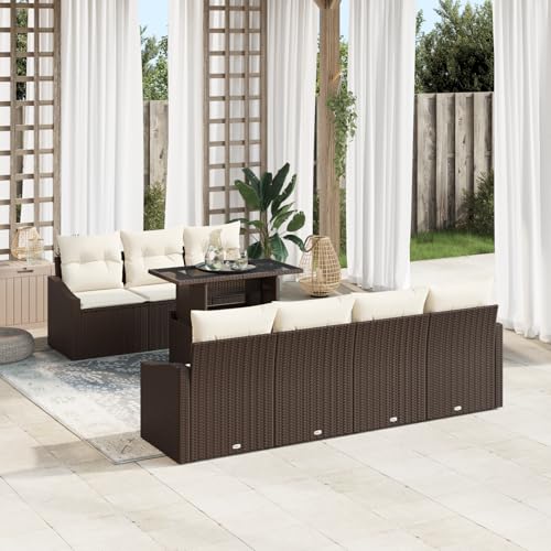 QZZCED 8-TLG. Garten-Sofagarnitur mit Kissen Braun Poly Rattan Garten Lounge Set Terrassensofa Set für Balkone QZZCED 8-TLG. Garten-Sofagarnitur mit Kissen Braun Poly Rattan Garten Lounge Set Terrassensofa Set für Balkone von QZZCED