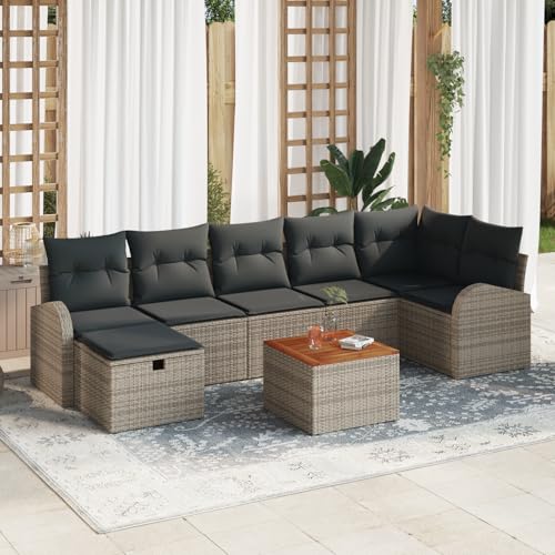 QZZCED 8-TLG. Garten-Sofagarnitur mit Kissen Grau Poly Rattan Gartenmöbel Set Garten Couch Set für Balkone QZZCED 8-TLG. Garten-Sofagarnitur mit Kissen Grau Poly Rattan Gartenmöbel Set Garten Couch Set für Balkone von QZZCED