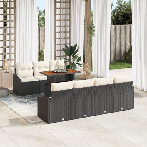 QZZCED 8-TLG. Garten-Sofagarnitur mit Kissen Schwarz Poly Rattan Gartenmöbel Set Garten Couch Set für Rasenflächen QZZCED 8-TLG. Garten-Sofagarnitur mit Kissen Schwarz Poly Rattan Gartenmöbel Set Garten Couch Set für Rasenflächen von QZZCED