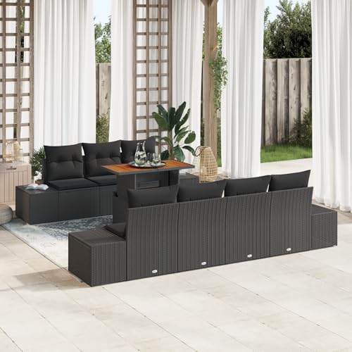 QZZCED 8-TLG. Garten-Sofagarnitur mit Kissen Schwarz Poly Rattan Terrassensofa Set Outdoor Sofa Set für Balkone QZZCED 8-TLG. Garten-Sofagarnitur mit Kissen Schwarz Poly Rattan Terrassensofa Set Outdoor Sofa Set für Balkone von QZZCED
