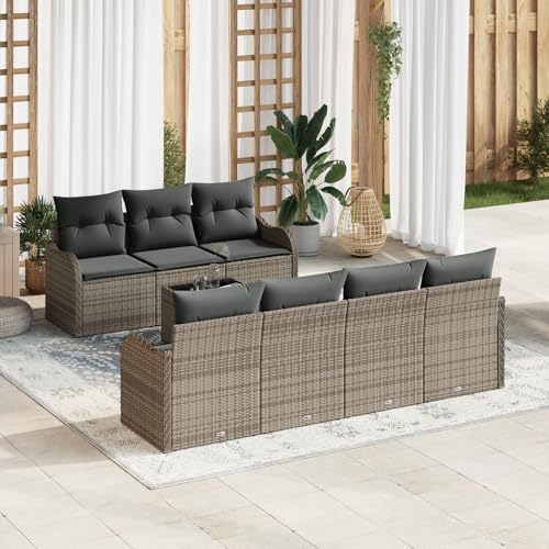 QZZCED 8-teiliges Garten Sofa Set mit Kissen Grau Poly Rattan Balkon Sofa Set Outdoor Lounge Möbel für Gärten QZZCED 8-teiliges Garten Sofa Set mit Kissen Grau Poly Rattan Balkon Sofa Set Outdoor Lounge Möbel für Gärten von QZZCED