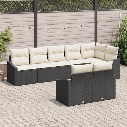 QZZCED 8-teiliges Gartensofa-Set mit Kissen Schwarz Poly Rattan Gartenmöbel Set Outdoor Sofa Set für Innenhöfe QZZCED 8-teiliges Gartensofa-Set mit Kissen Schwarz Poly Rattan Gartenmöbel Set Outdoor Sofa Set für Innenhöfe von QZZCED