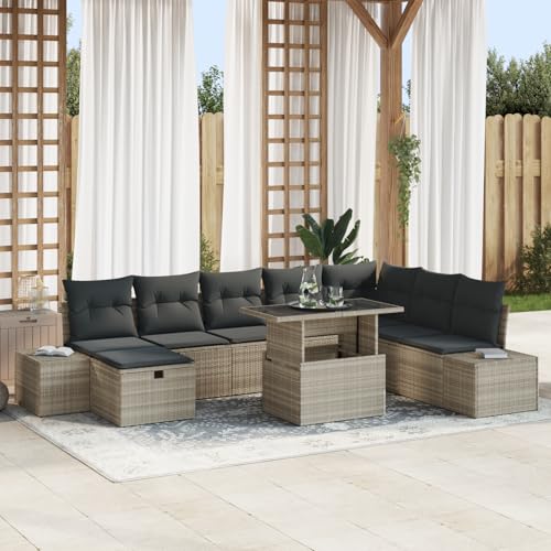QZZCED 9-TLG. Garten-Sofagarnitur mit Kissen Hellgrau Poly Rattan Gartenmöbel Set Outdoor Sofa Set für Gärten QZZCED 9-TLG. Garten-Sofagarnitur mit Kissen Hellgrau Poly Rattan Gartenmöbel Set Outdoor Sofa Set für Gärten von QZZCED