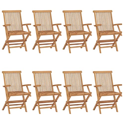 QZZCED Balkonstühle Campingstuhl Terrassenstühle Outdoor Stühle Gartenstühle 8 STK. Massivholz Teak für Terrasse, Garten, Balkon von QZZCED