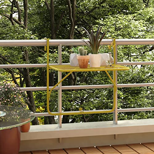 QZZCED Balkontisch Golden 60x40 cm Stahl, Patio Tisch Garten Lounge Tisch Outdoor Tisch Balkon Esstisch für Gärten, Terrassen, Balkone von QZZCED