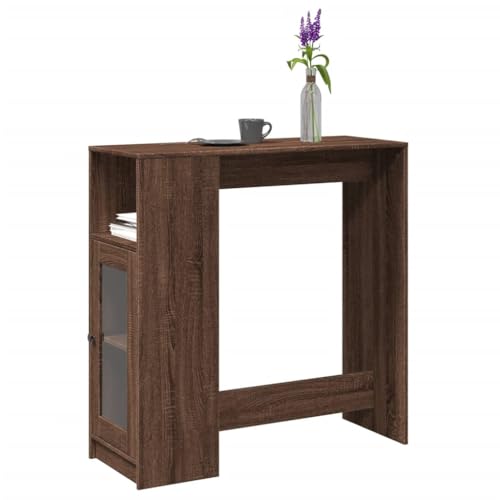 QZZCED Bartisch mit Regal Braun Eiche Familien Esstisch Mahlzeittisch für Küche 101x40x103,5 cm Holzwerkstoff QZZCED Bartisch mit Regal Braun Eiche Familien Esstisch Mahlzeittisch für Küche 101x40x103,5 cm Holzwerkstoff von QZZCED