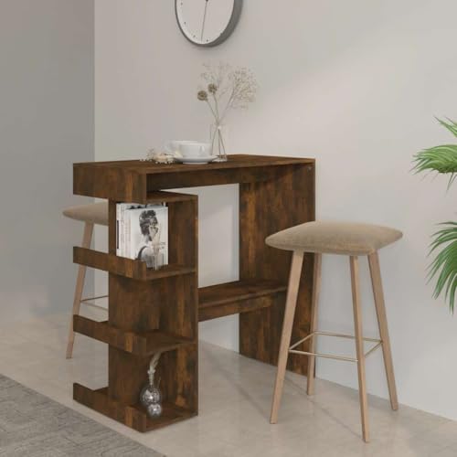 QZZCED Bartisch mit Regal Räuchereiche Esszimmer Tisch Vielseitiger Esstisch für Küche 100x50x101,5 cm Holzwerkstoff QZZCED Bartisch mit Regal Räuchereiche Esszimmer Tisch Vielseitiger Esstisch für Küche 100x50x101,5 cm Holzwerkstoff von QZZCED