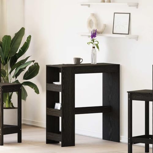 QZZCED Bartisch mit Regal Schwarz Eichen-Optik Mahlzeittisch Küchentisch für Küche 90x40x103,5 cm von QZZCED