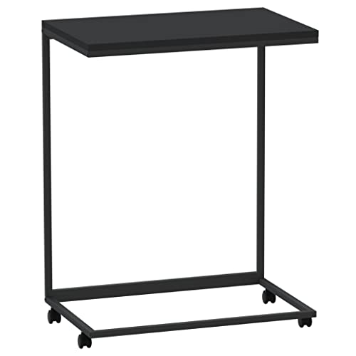 QZZCED Beistelltisch Ablagetisch Tisch Wohnzimmer Beistelltisch mit Rollen Schwarz 55x35x70 cm Holzwerkstoff für Schlafzimmer, Arbeitszimmer, Büro von QZZCED