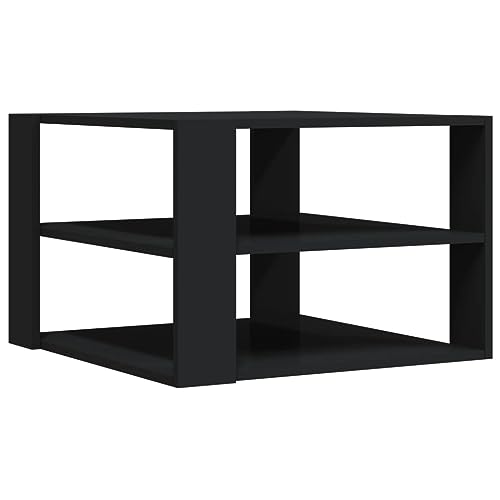 QZZCED Beistelltisch Ablagetisch Tisch Wohnzimmer Couchtisch Schwarz 59,5x59,5x40 cm Holzwerkstoff für Büro, Küche, Arbeitszimmer von QZZCED