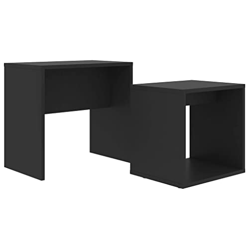 QZZCED Beistelltisch Ablagetisch Tisch Wohnzimmer Couchtisch-Set Schwarz 48x30x45 cm Holzwerkstoff für Arbeitszimmer, Wohnzimmer, Büro von QZZCED