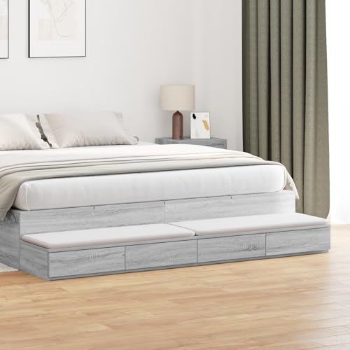 QZZCED Bett mit Schubladen in Grau Sonoma Nachttische Nachtschränke für Schlafzimmer 180x36,5x16,5 cm QZZCED Bett mit Schubladen in Grau Sonoma Nachttische Nachtschränke für Schlafzimmer 180x36,5x16,5 cm von QZZCED