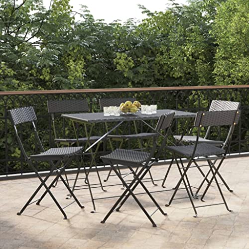 QZZCED Bistrostühle 6 STK. Klappbar Schwarz Poly Rattan und Stahl Freizeitstühle Balkonstühle für Schwimmbäder QZZCED Bistrostühle 6 STK. Klappbar Schwarz Poly Rattan und Stahl Freizeitstühle Balkonstühle für Schwimmbäder von QZZCED
