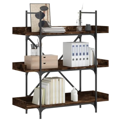 QZZCED Bücherregal 3 Böden Räuchereiche Multifunktionales Bücherregal für Aufbewahrung 100x33x108,5 cm Holzwerkstoff von QZZCED