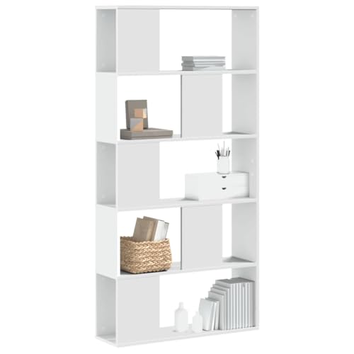 QZZCED Bücherregal 5 Böden Weiß Multifunktionales Bücherregal für Büro 80,5x23,5x162,5 cm Holzwerkstoff QZZCED Bücherregal 5 Böden Weiß Multifunktionales Bücherregal für Büro 80,5x23,5x162,5 cm Holzwerkstoff von QZZCED