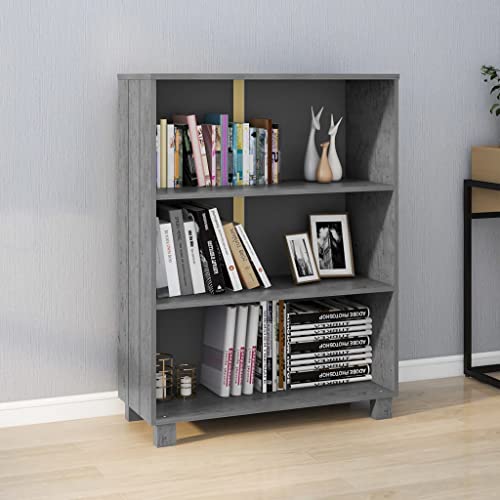 QZZCED Bücherschrank HAMAR Dunkelgrau Dekoratives Regal Wohnzimmerregal für Büro 85x35x112 cm Massivholz Kiefer von QZZCED