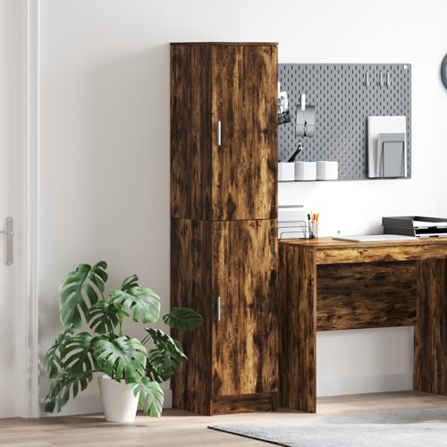 QZZCED Buffet-Schrank Geräucherte Eiche Holzwerkstoff Groß Aufbewahrungsmöbel für Büro von QZZCED