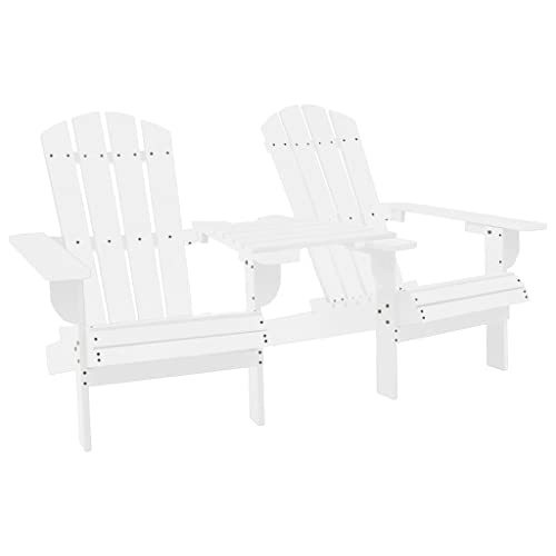 QZZCED Campingstuhl Outdoor Stühle Terrassenstühle Strandkörbe Garten-Adirondack-Stühle mit Teetisch Massivholz Tanne Weiß für Terrasse, Garten, Balkon von QZZCED
