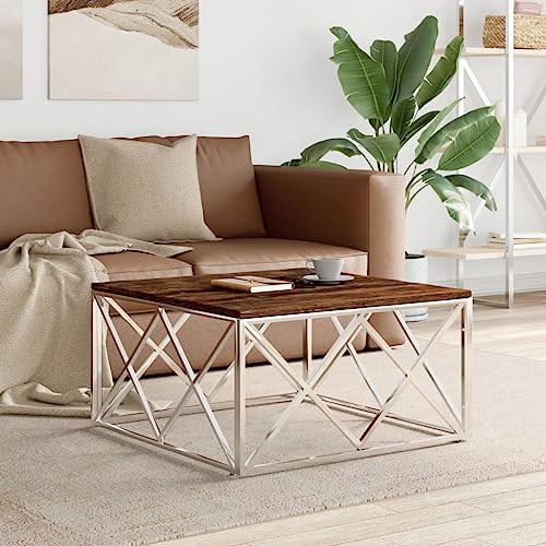 QZZCED Couchtisch Edelstahl und Altholz Massiv Beistelltische Ablagetische für Lounge QZZCED Couchtisch Edelstahl und Altholz Massiv Beistelltische Ablagetische für Lounge von QZZCED