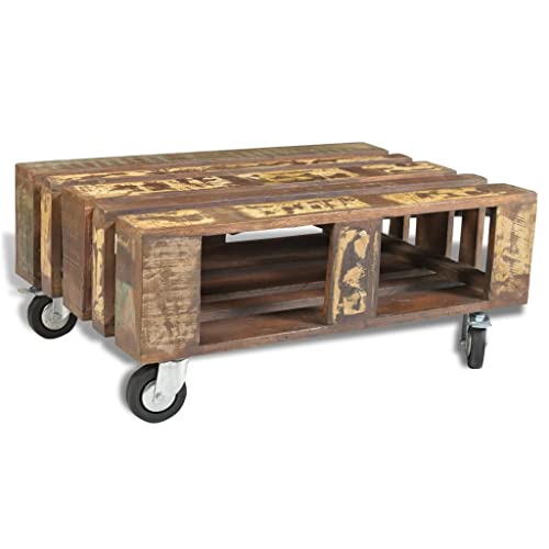 QZZCED Couchtisch mit 4 Rollen Altholz Ablagetische Ablagefläche WohnzimmertischBürotisch für Büro QZZCED Couchtisch mit 4 Rollen Altholz Ablagetische Ablagefläche WohnzimmertischBürotisch für Büro von QZZCED