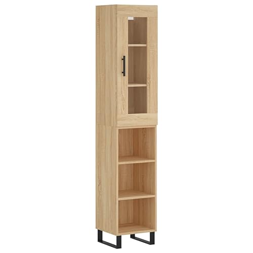 QZZCED Dielen-Sideboards Küchen-Sideboard Multifunktionales Sideboard Highboard Sonoma-Eiche 34.5x34x180 cm Holzwerkstoff für Wohnzimmer, Küche, Korridor von QZZCED