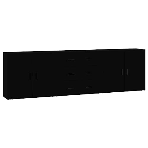 QZZCED Dielen-Sideboards Küchen-Sideboard Multifunktionales Sideboard Sideboards 3 STK. Holzwerkstoff Geeignet für Lounge, Wohnzimmer, Küche von QZZCED