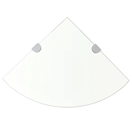QZZCED Eckablage mit Verchromten Halterungen Glas Transparent Regal für Deko Schweberegal für Schlafzimmer Bad 25x25 cm von QZZCED