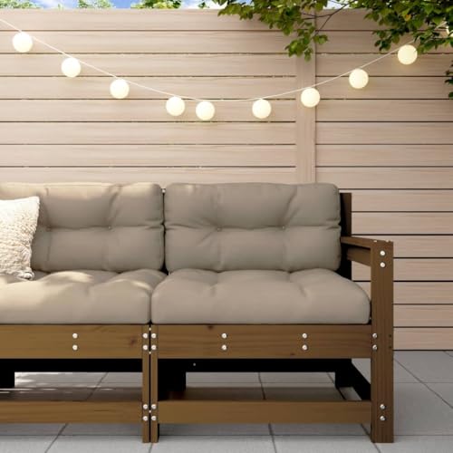 QZZCED Ecksofa Honigbraun Massivholz Kiefer Terrassensofa Lounge Set für Innenhöfe von QZZCED