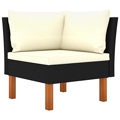 QZZCED Ecksofa Poly Rattan und Eukalyptus Massivholz Patio Sofa Veranda Sofa für Gärten von QZZCED