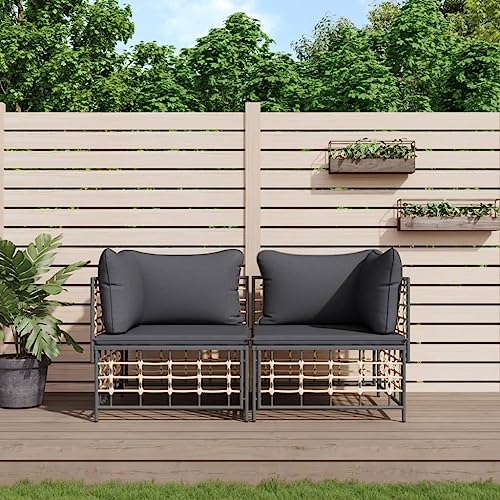 QZZCED Ecksofas mit Kissen 2 STK. Modular Poly Rattan Garten Lounge Set Outdoor Sofa Set für Gärten von QZZCED