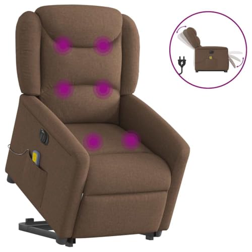 QZZCED Elektrischer Massagesessel mit Aufstehhilfe Braun Stoff Wartezimmerstuhl Sitzmöbel für Küche Wohnzimmer von QZZCED