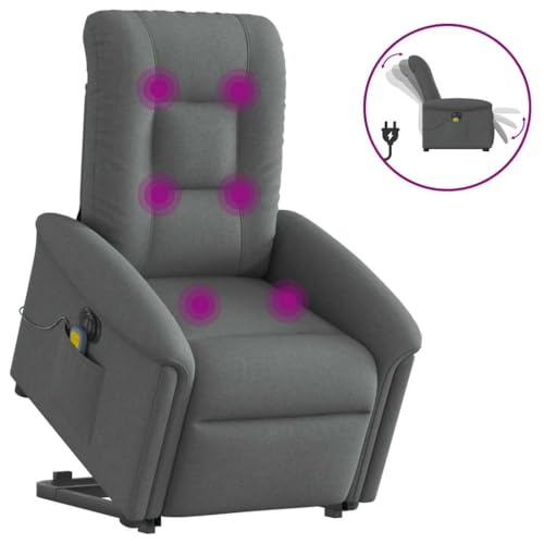 QZZCED Elektrischer Massagesessel mit Aufstehhilfe Dunkelgrau Stoff Bürosessel Wohnzimmersessel für Wohnzimmer Schlafzimmer von QZZCED