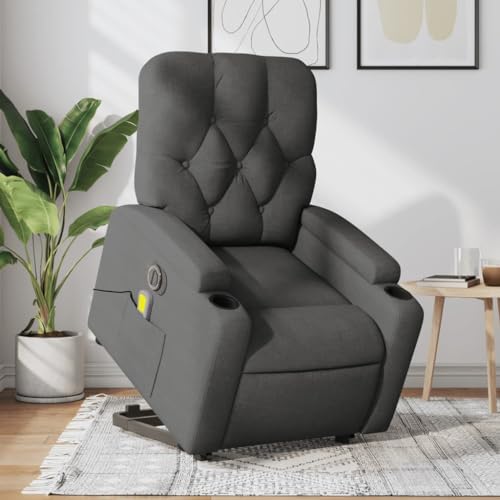 QZZCED Elektrischer Massagesessel mit Aufstehhilfe Dunkelgrau Stoff Sitzmöbel Wartezimmerstuhl für Schlafzimmer Küche von QZZCED