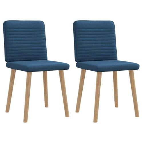 QZZCED Esszimmerstühle 2 STK. Blau Stoff Wohnzimmerstühle Küchenstühle für Schlafzimmer von QZZCED